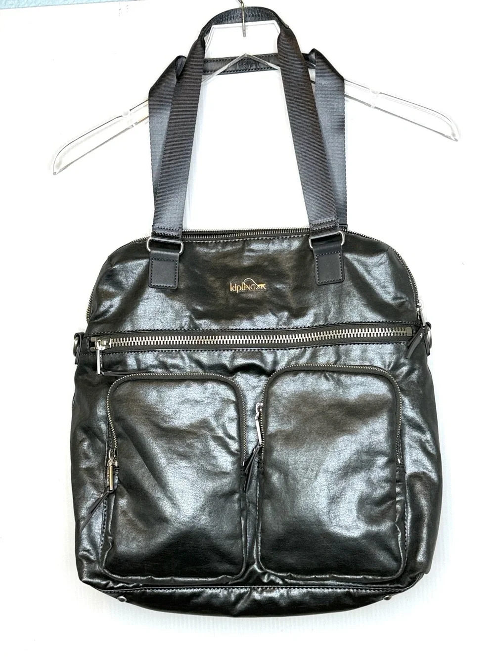 Kipling Camryn Gray Nylon Metallic Laptop Tote
